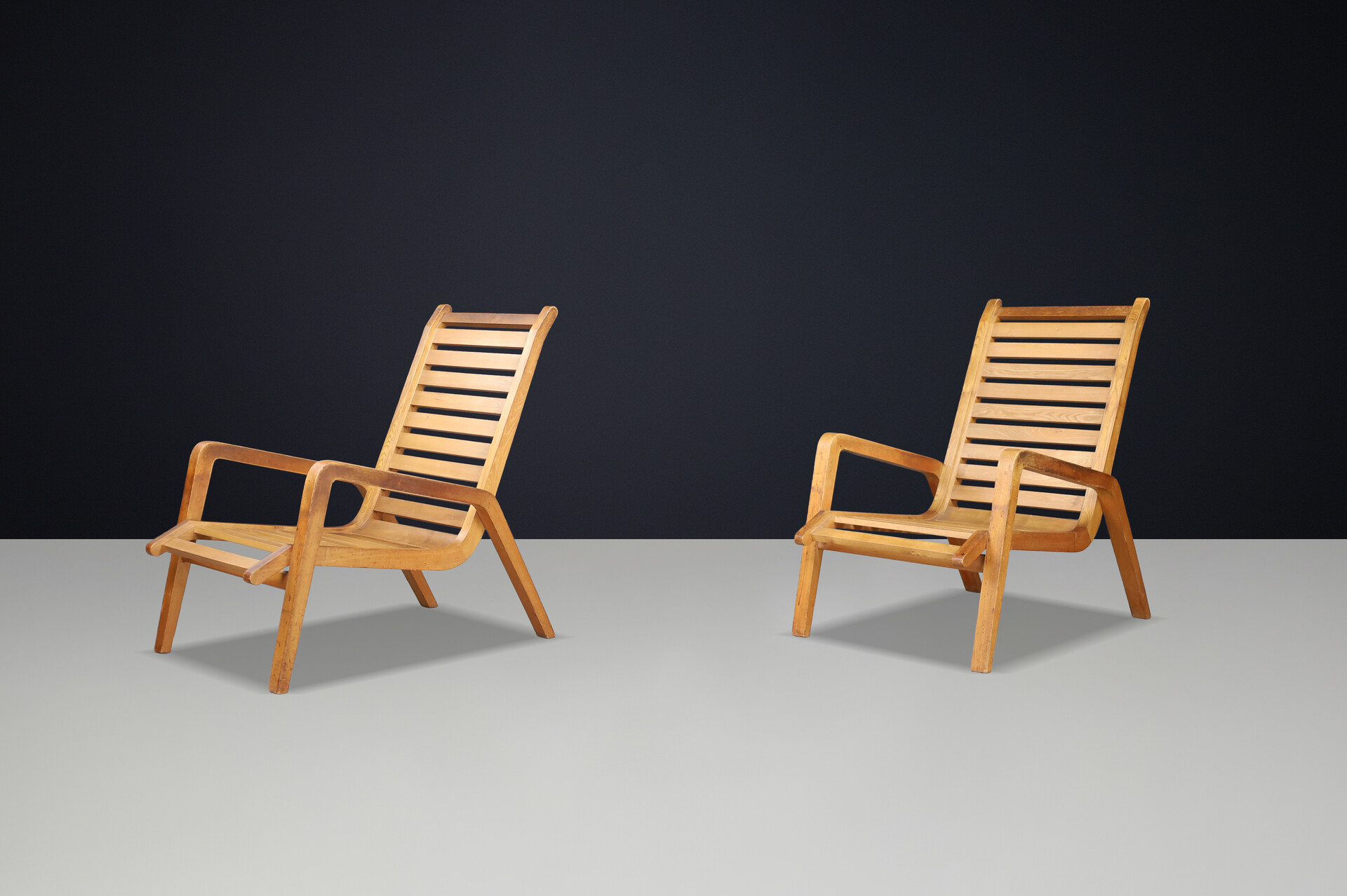 Sculptural Ashwood Lounge Chairs by Jan Vaněk, Czech Republic, 1960s Mid-20th century
