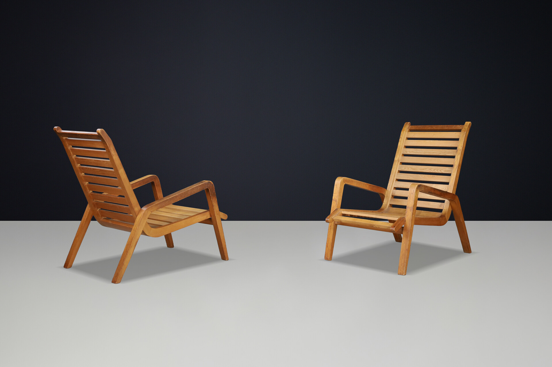Sculptural Ashwood Lounge Chairs by Jan Vaněk, Czech Republic, 1960s Mid-20th century
