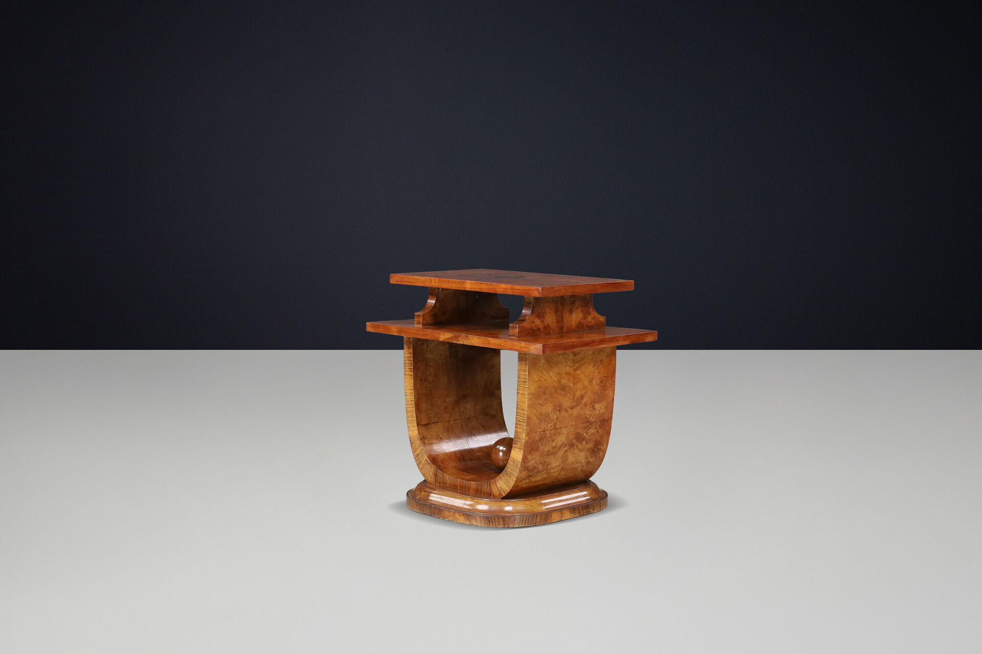 Sculptural Italian Art Deco Walnut Console Table, Naples, 1930s Early-20th century