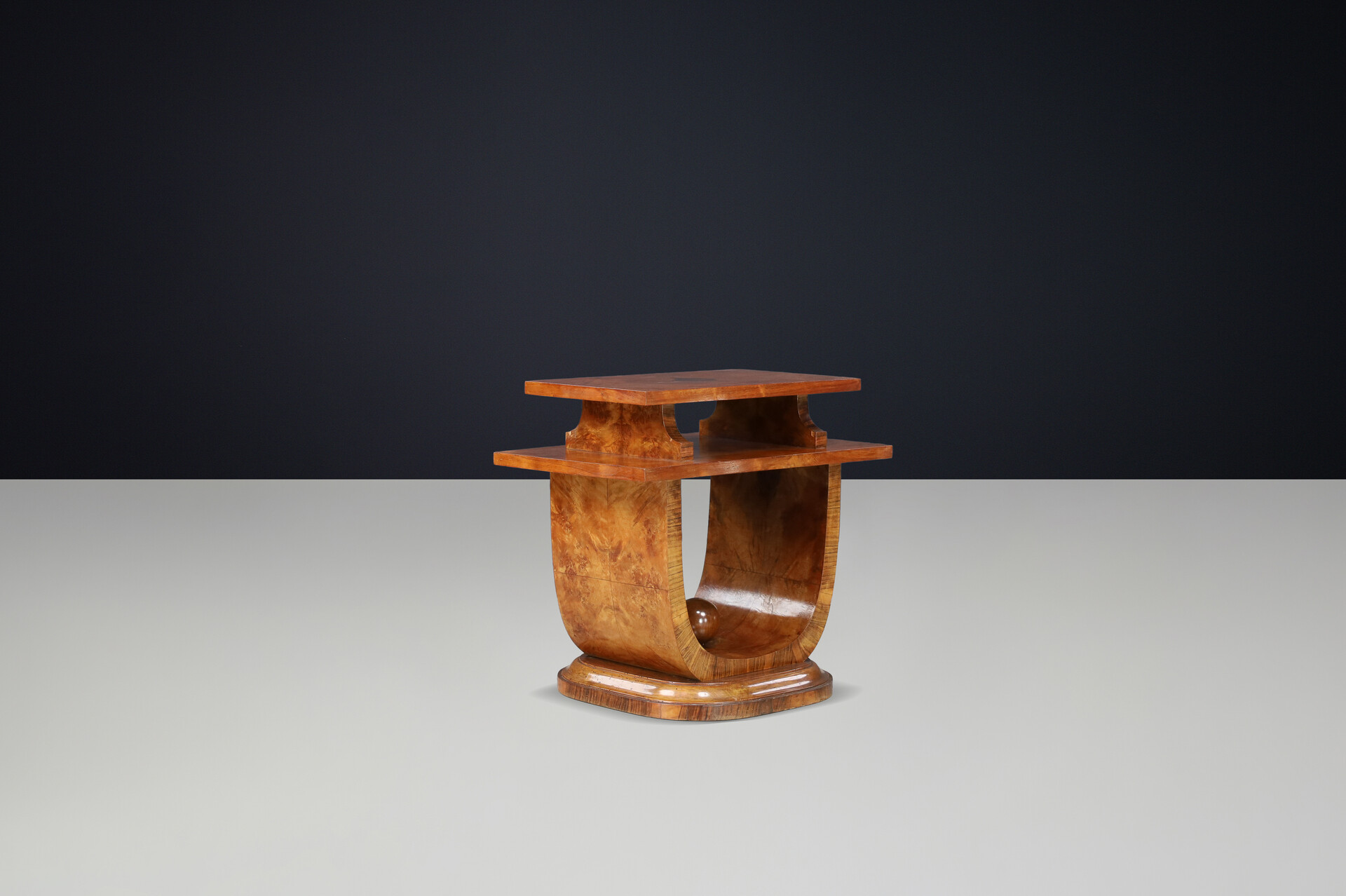 Sculptural Italian Art Deco Walnut Console Table, Naples, 1930s Early-20th century
