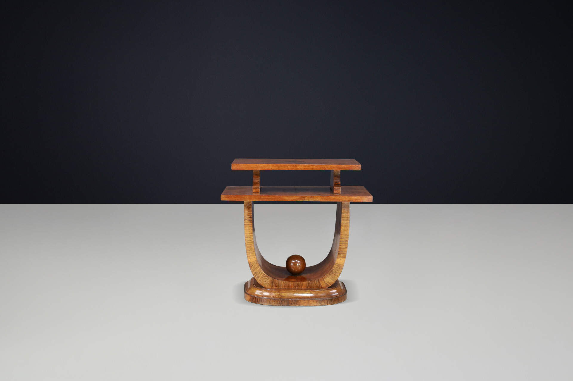 Sculptural Italian Art Deco Walnut Console Table, Naples, 1930s Early-20th century