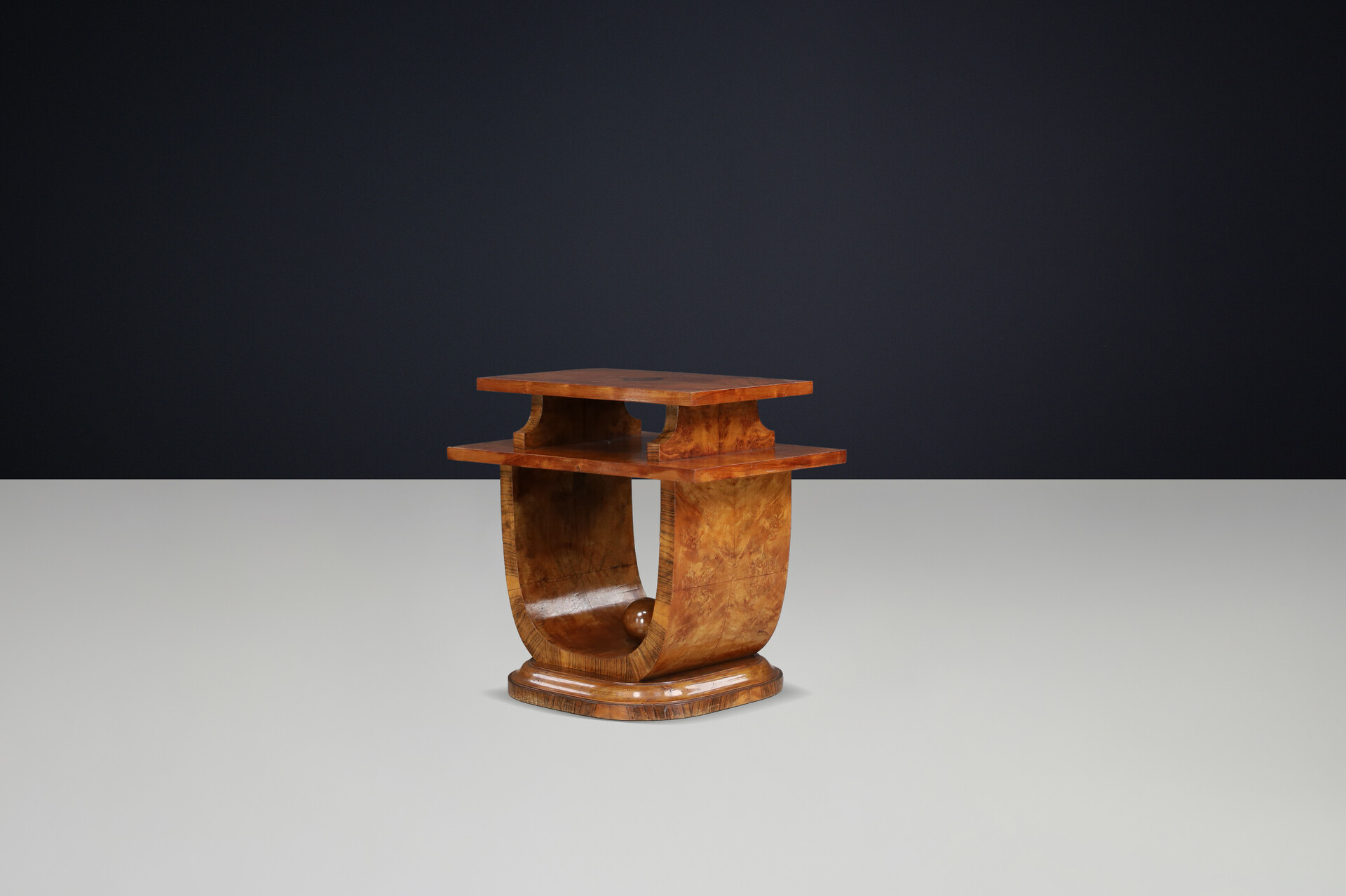 Sculptural Italian Art Deco Walnut Console Table, Naples, 1930s Early-20th century
