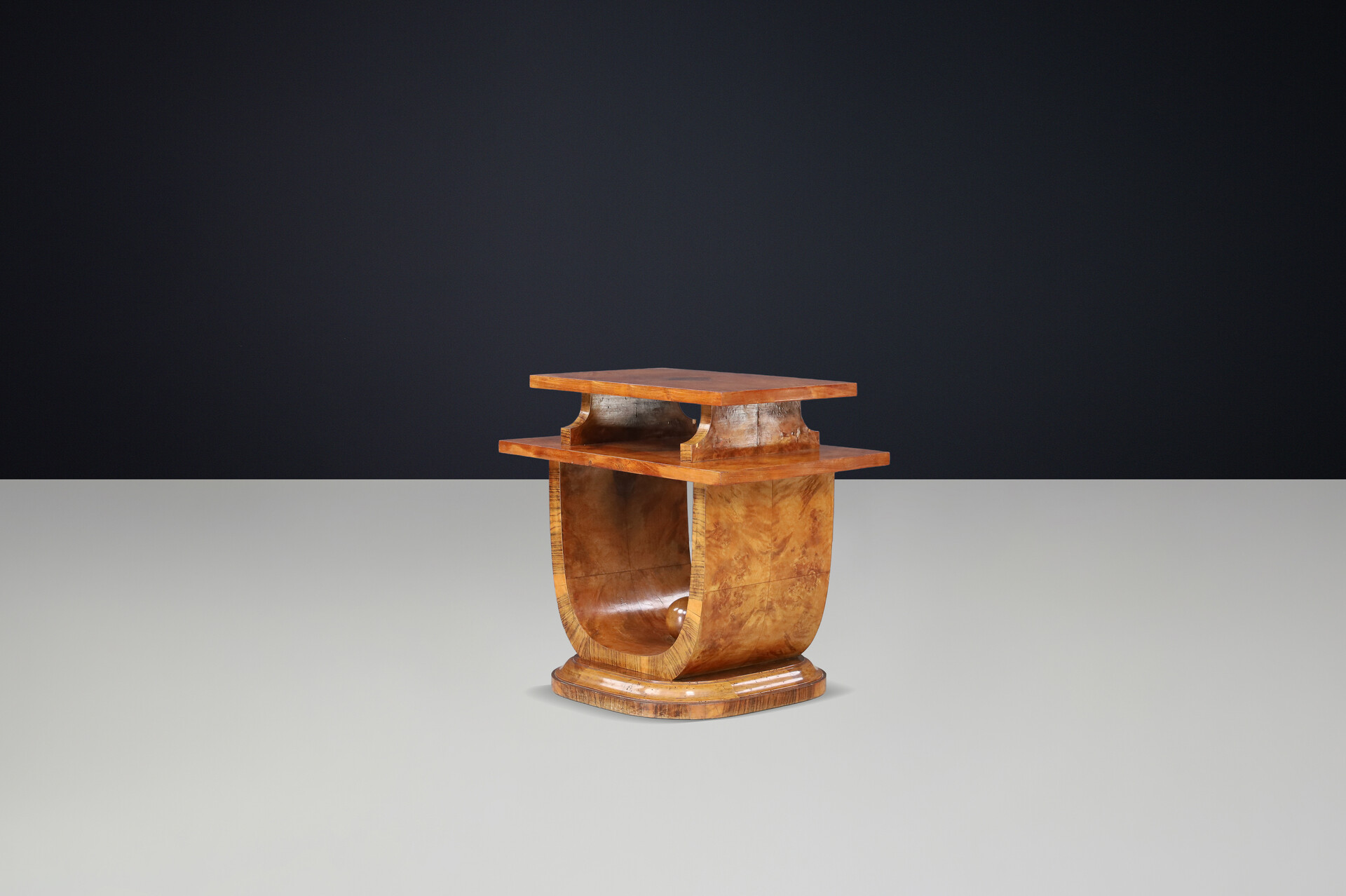 Sculptural Italian Art Deco Walnut Console Table, Naples, 1930s Early-20th century