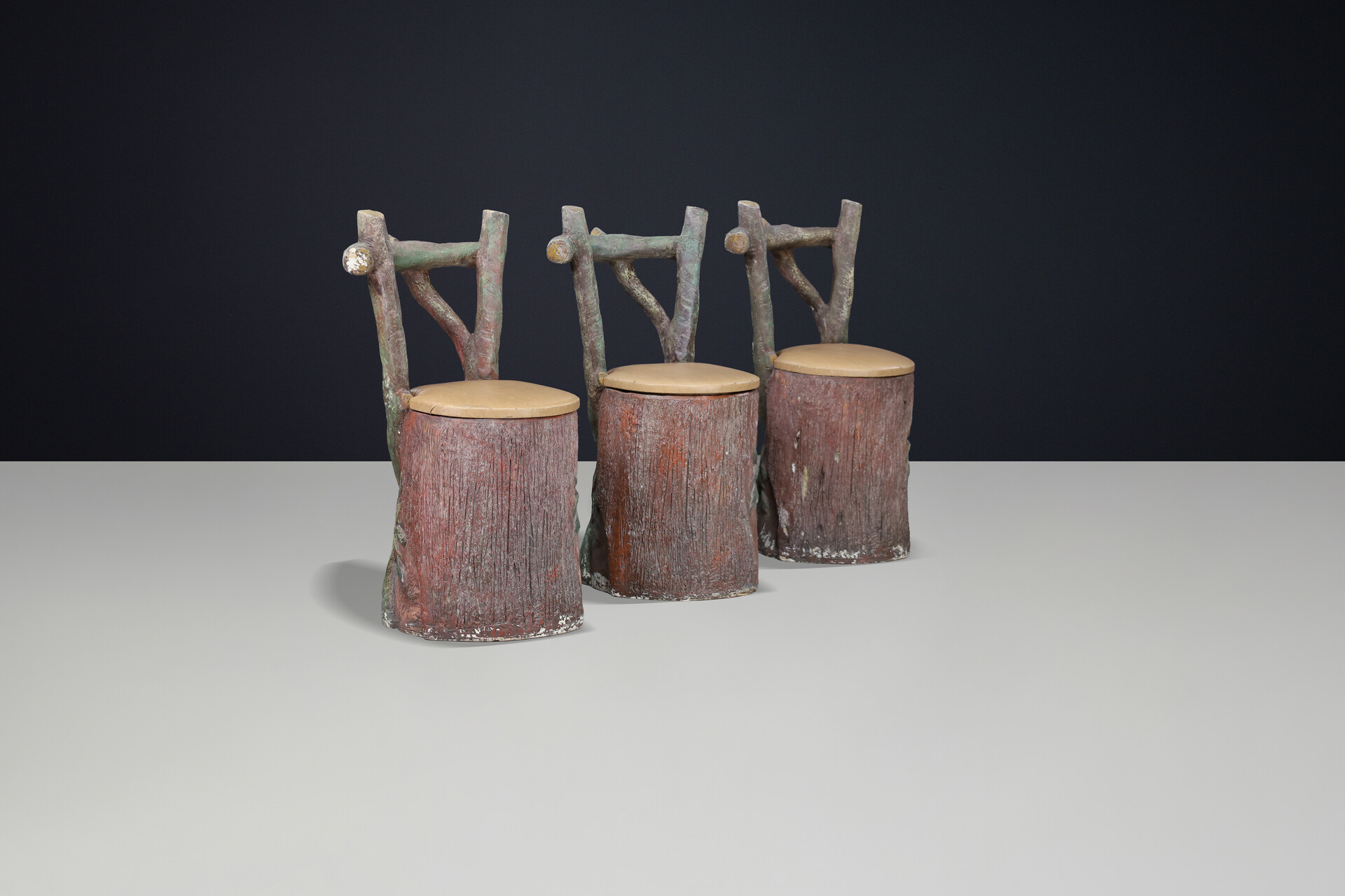 Sculptural Italian Fiberglass Dining Chairs, Mid-Century 1950s-60s Mid-20th century