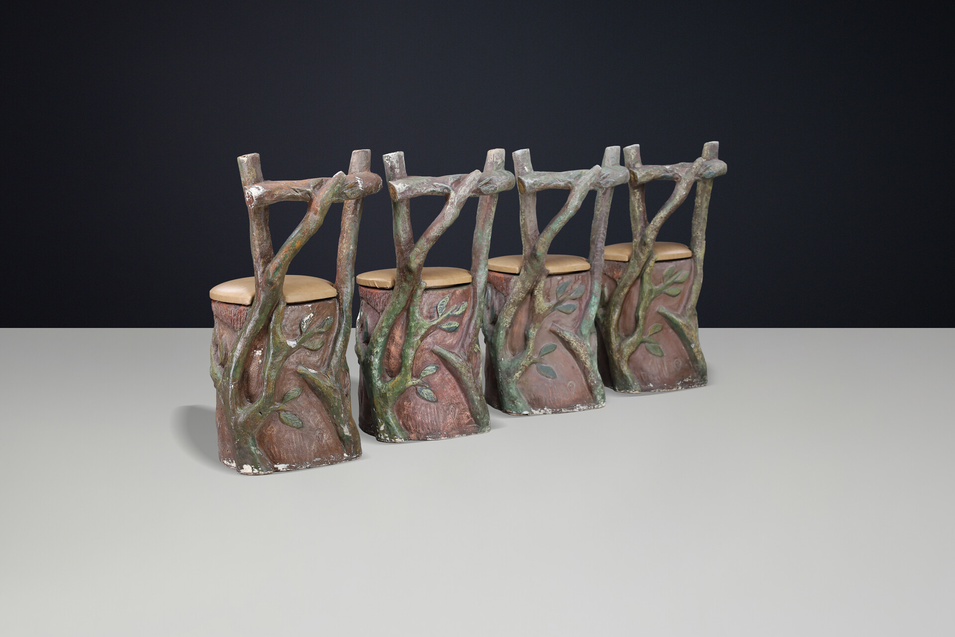 Sculptural Italian Fiberglass Dining Chairs, Mid-Century 1950s-60s Mid-20th century