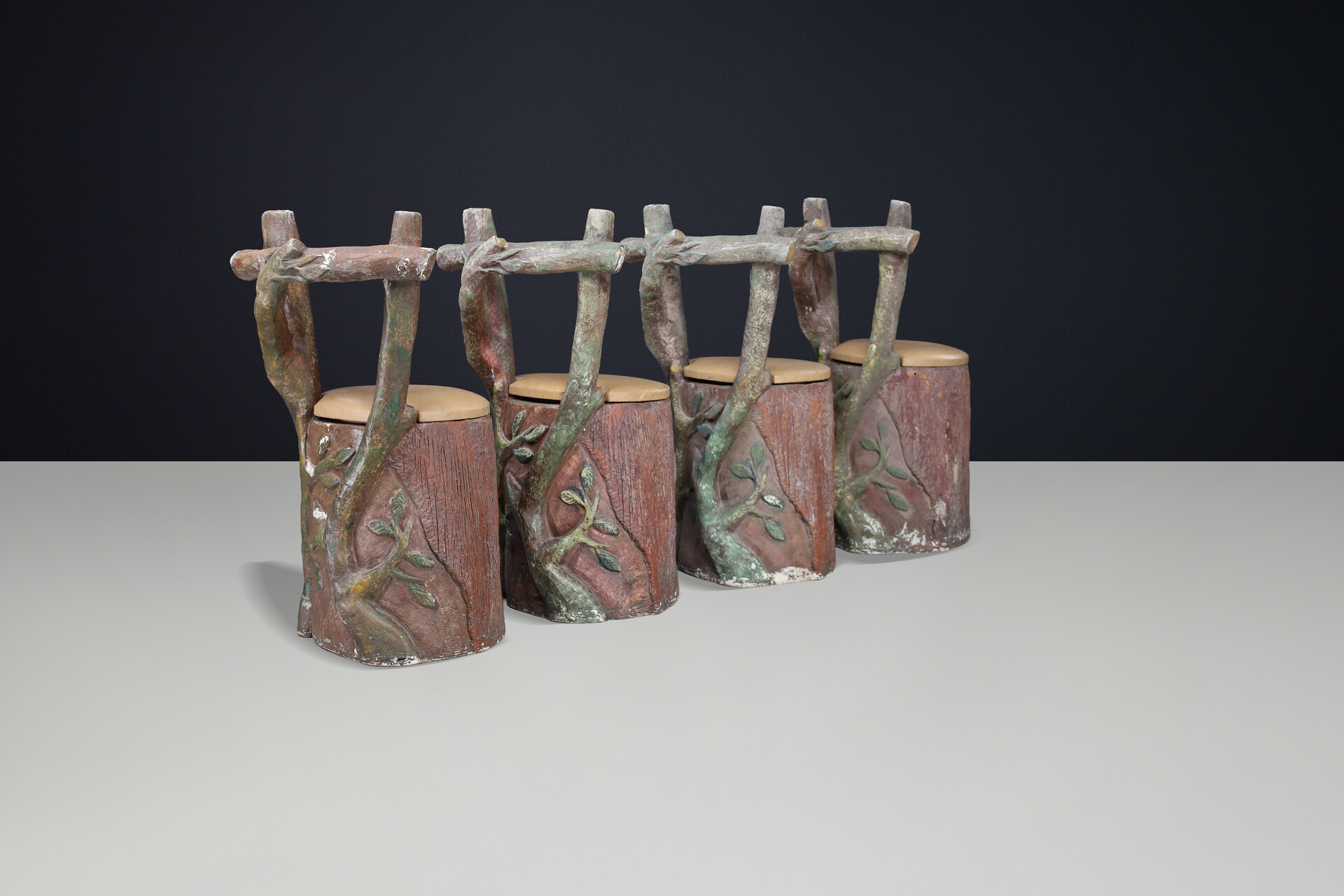 Sculptural Italian Fiberglass Dining Chairs, Mid-Century 1950s-60s Mid-20th century