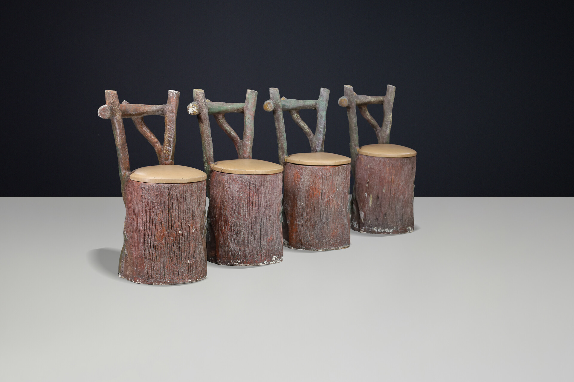 Sculptural Italian Fiberglass Dining Chairs, Mid-Century 1950s-60s Mid-20th century