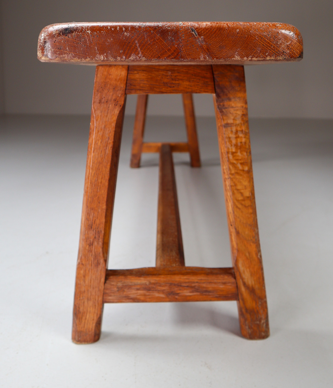 Set of 2 large Midcentury Primitive Oak benches France 1960s Mid-20th century
