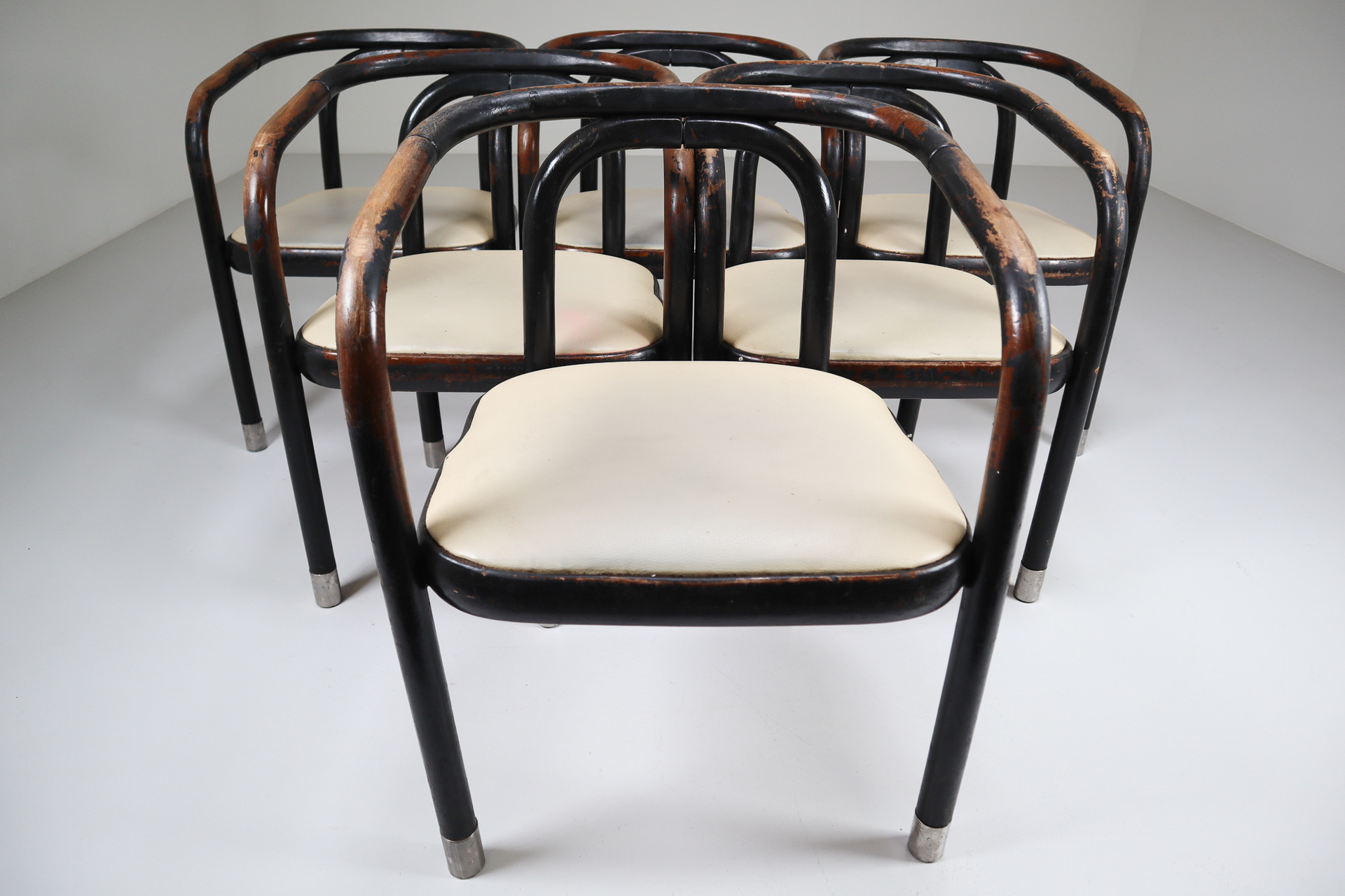 Set of 28 armchairs, patinated beech, Czech Republic, 1960s. Mid-20th century