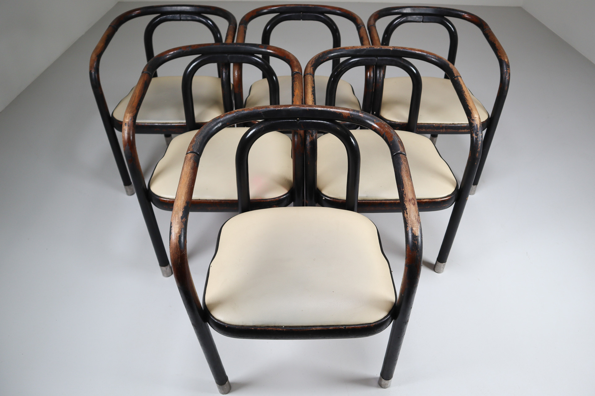 Set of 28 armchairs, patinated beech, Czech Republic, 1960s. Mid-20th century