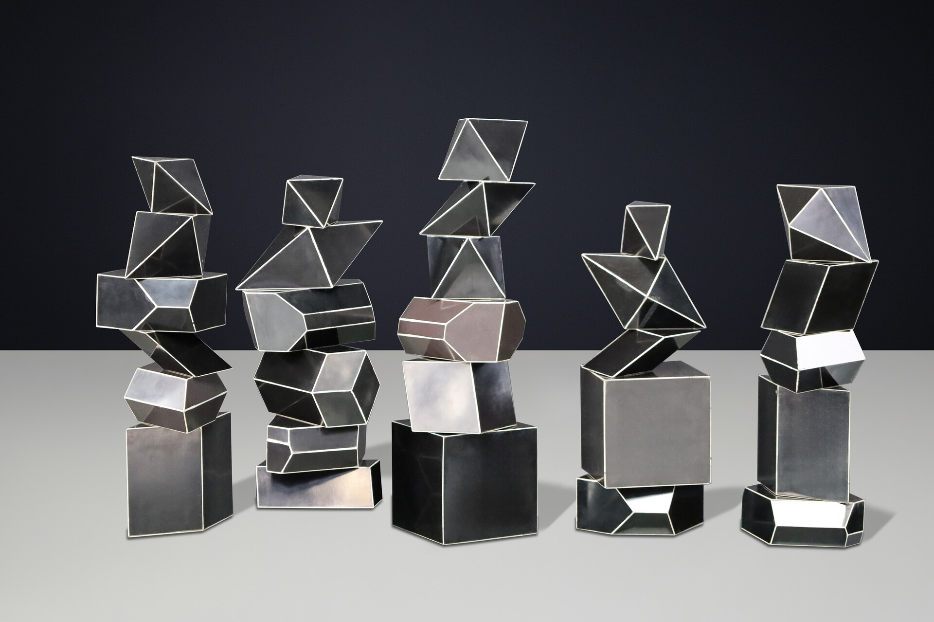 Set of 28 Geometric Bakelite Bauhaus Science Classroom Crystal Models, CZ 1930s Early-20th century