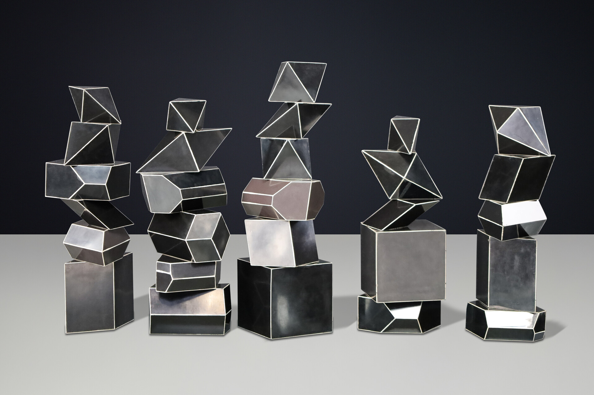 Set of 28 Geometric Bakelite Bauhaus Science Classroom Crystal Models, CZ 1930s Early-20th century