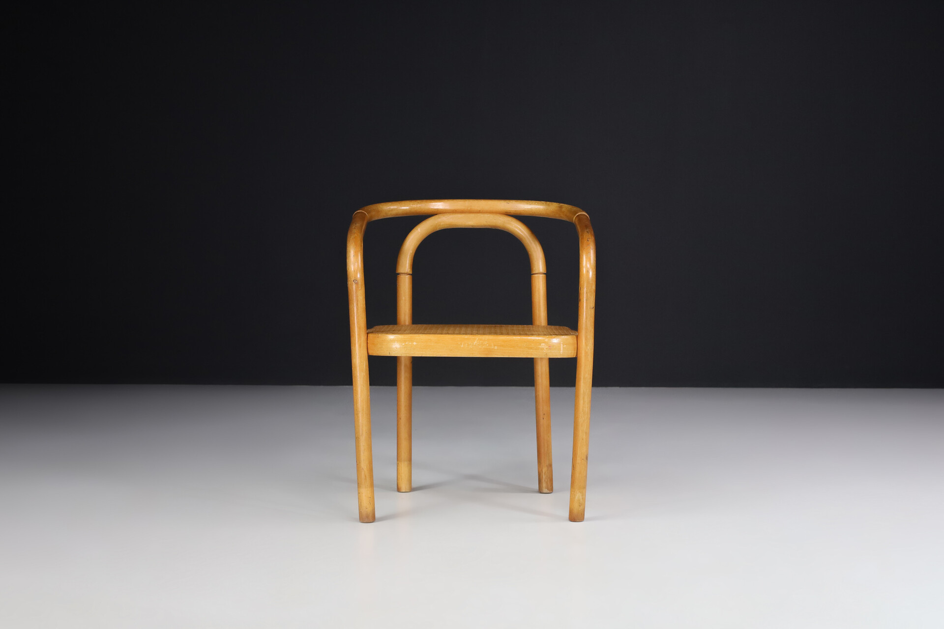 Set of 4 Dining Chairs in Bentwood and Webbing By Ton, Praque 1960s Mid-20th century