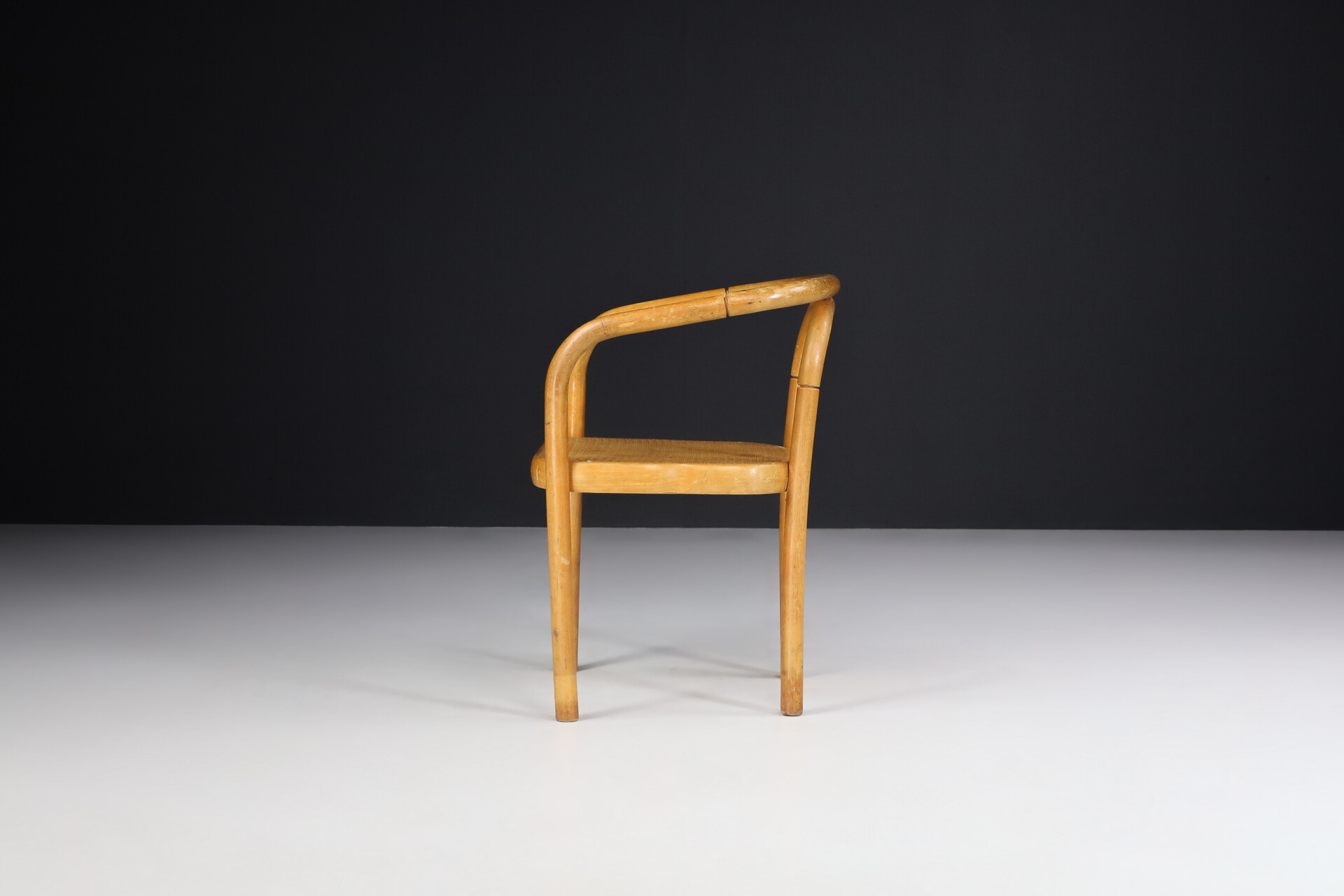 Set of 4 Dining Chairs in Bentwood and Webbing By Ton, Praque 1960s Mid-20th century