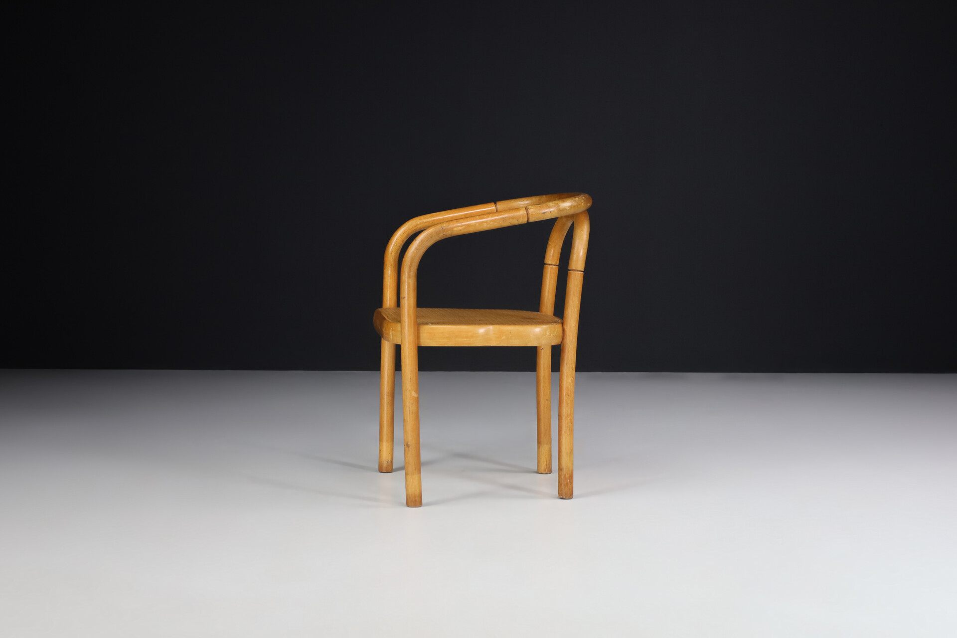 Set of 4 Dining Chairs in Bentwood and Webbing By Ton, Praque 1960s Mid-20th century