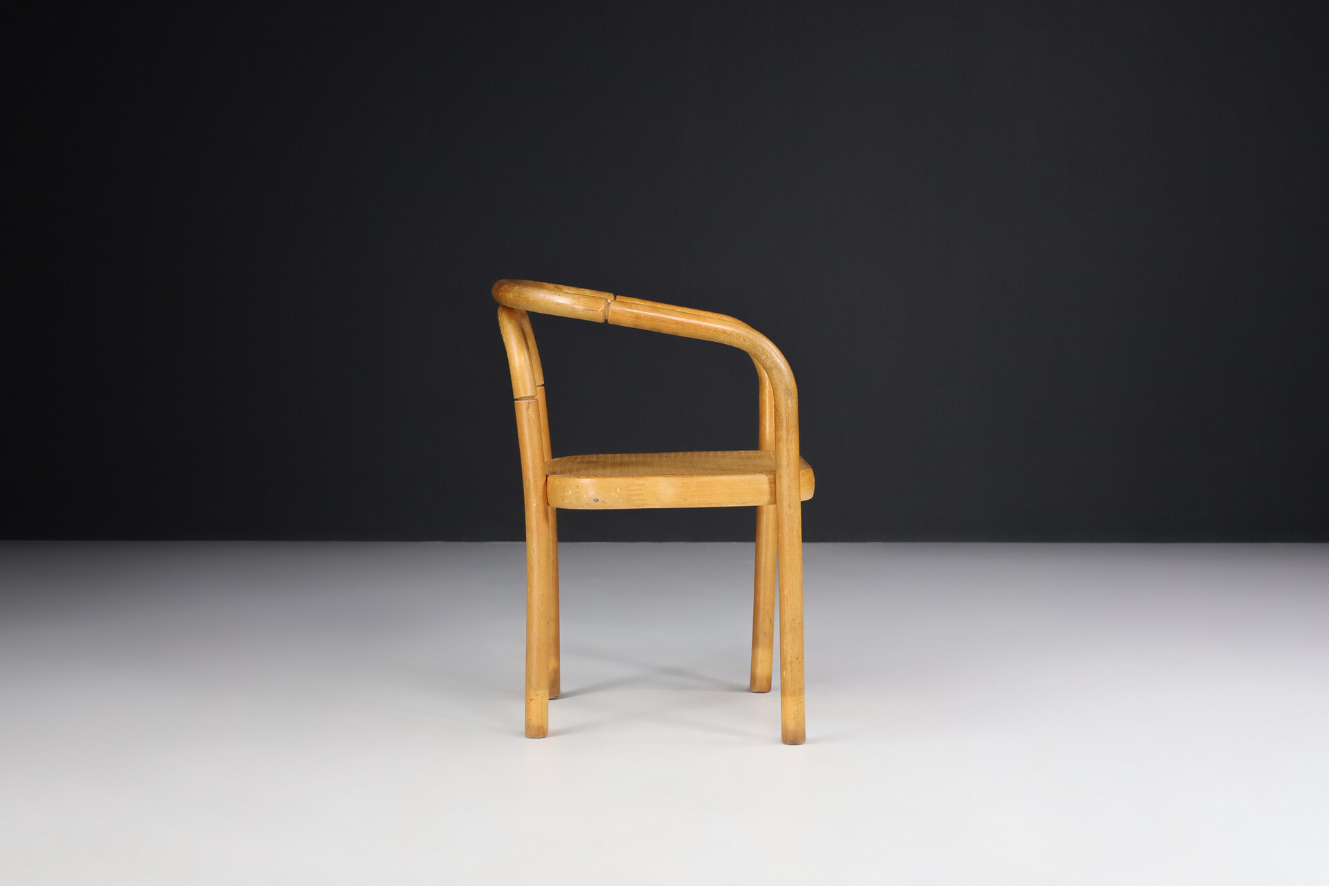 Set of 4 Dining Chairs in Bentwood and Webbing By Ton, Praque 1960s Mid-20th century