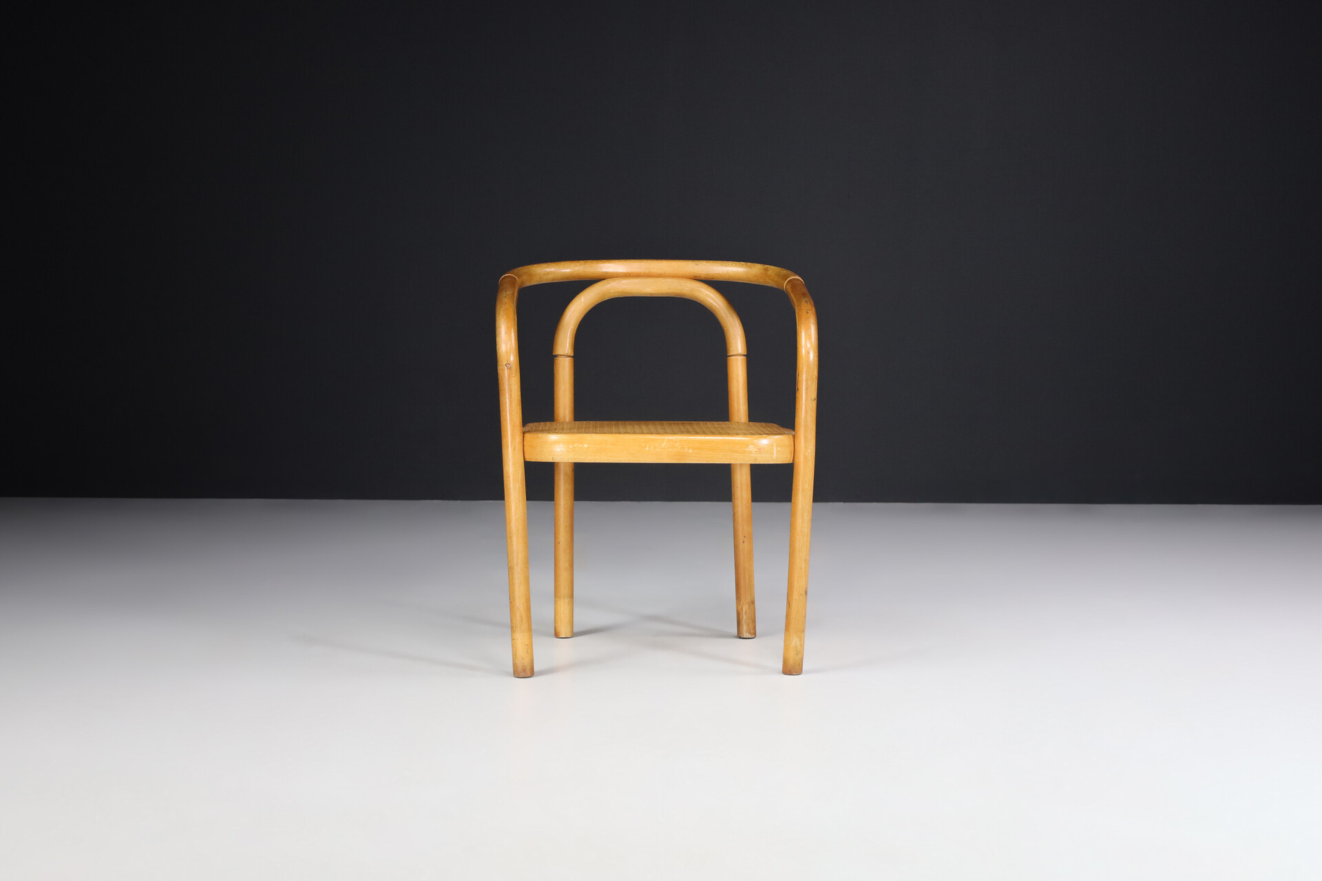 Set of 4 Dining Chairs in Bentwood and Webbing By Ton, Praque 1960s Mid-20th century