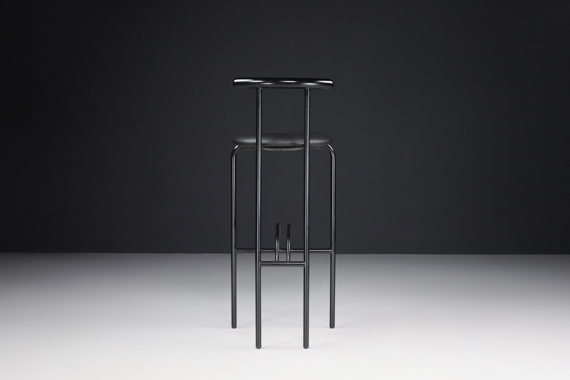 Set of 4 Rodney Kinsman Bar Stools Black Bieffeplast Italy 1985 Late-20th century