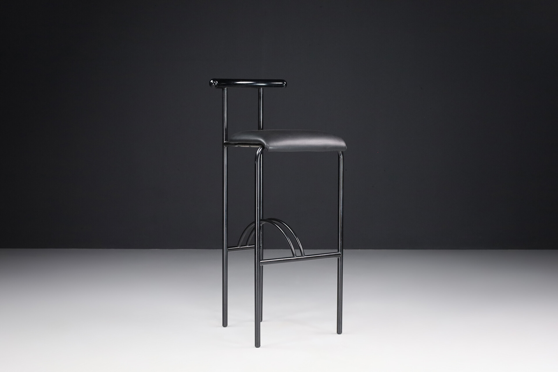 Set of 4 Rodney Kinsman Bar Stools Black Bieffeplast Italy 1985 Late-20th century