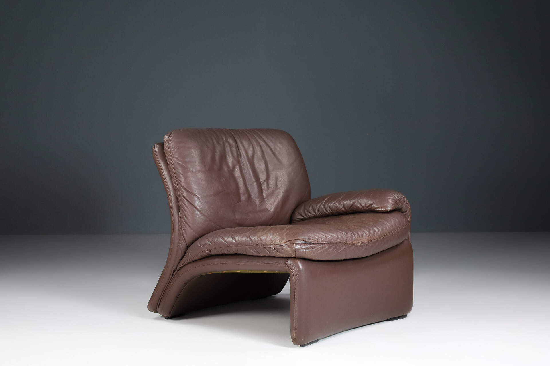 Set of 5 vintage italian B&T Sofas, Brown Leather Sofa 1970 Mid-20th century