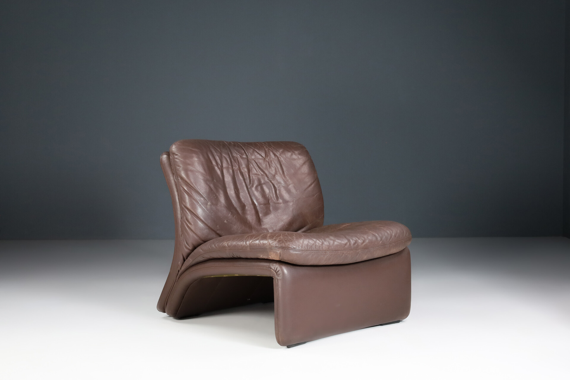 Set of 5 vintage italian B&T Sofas, Brown Leather Sofa 1970 Mid-20th century