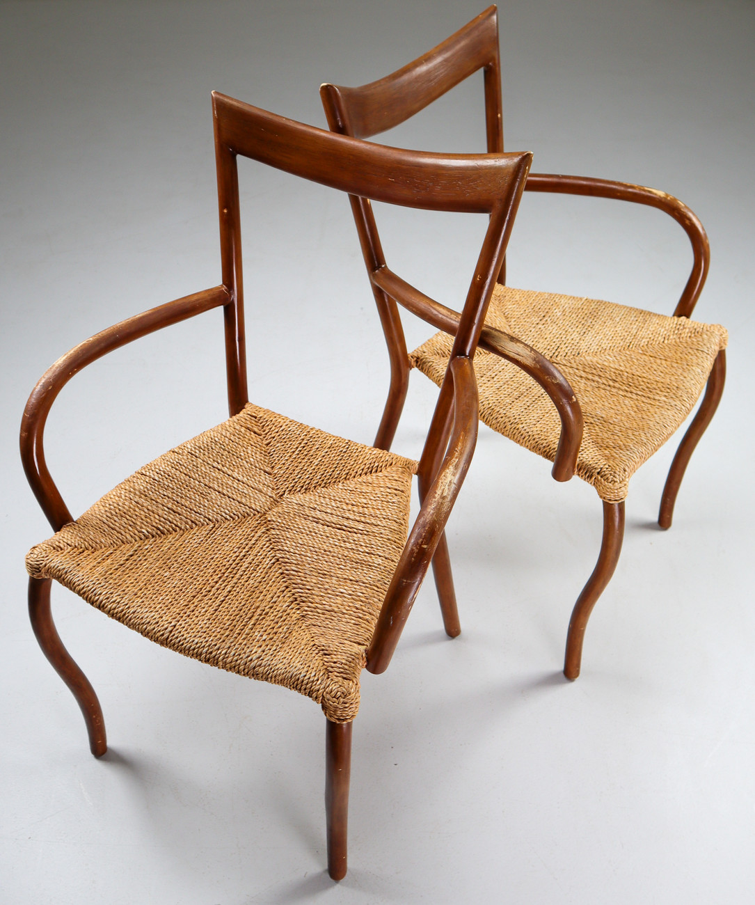 Set of 6 bentwood and rope dinning chairs France 1950s Mid-20th century