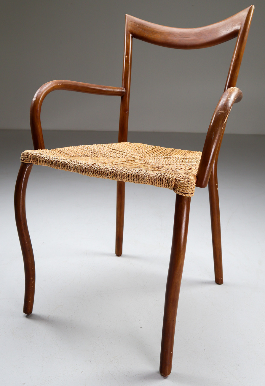Set of 6 bentwood and rope dinning chairs France 1950s Mid-20th century