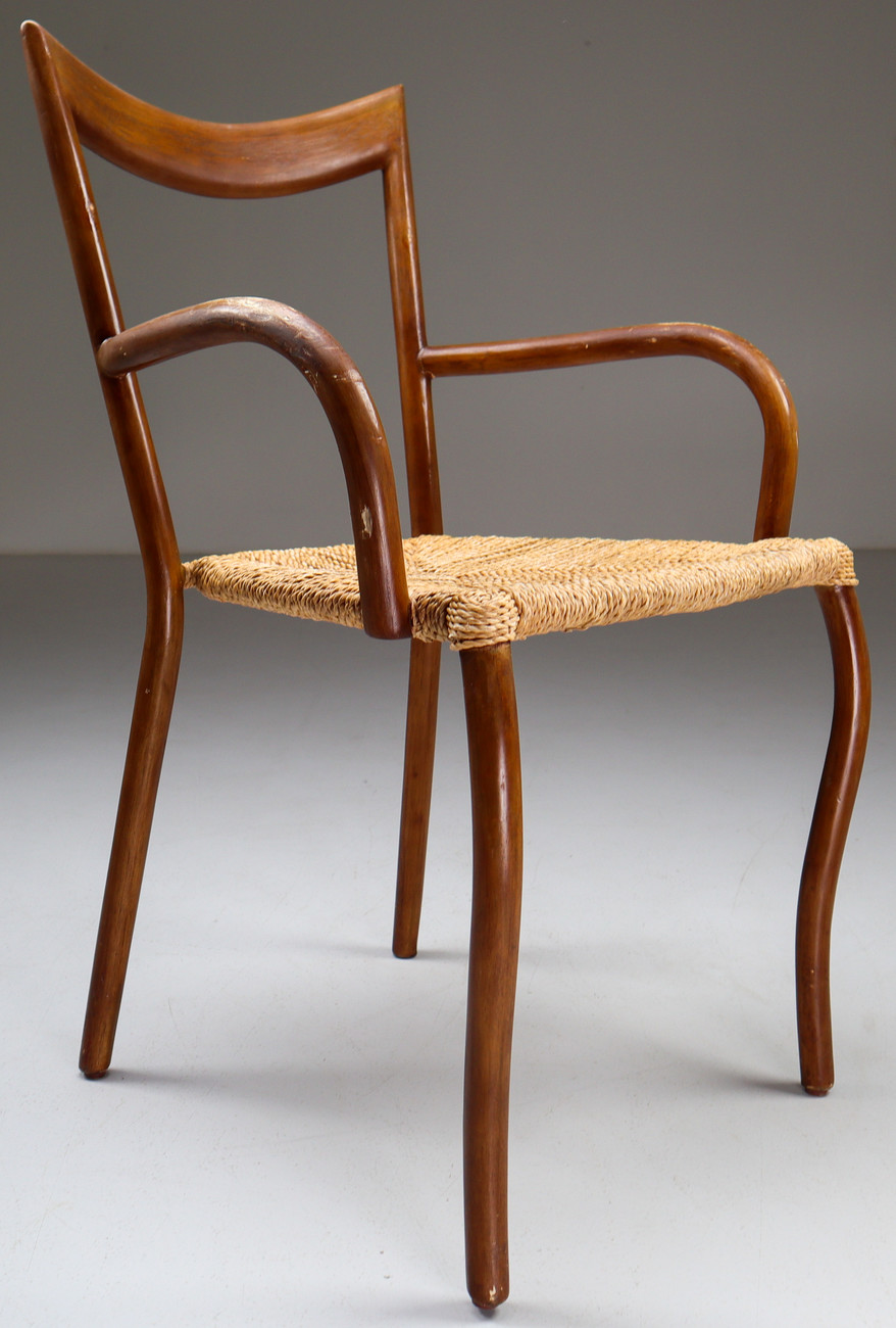 Set of 6 bentwood and rope dinning chairs France 1950s Mid-20th century