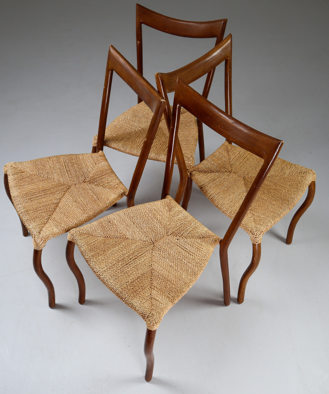 Set of 6 bentwood and rope dinning chairs France 1950s Mid-20th century