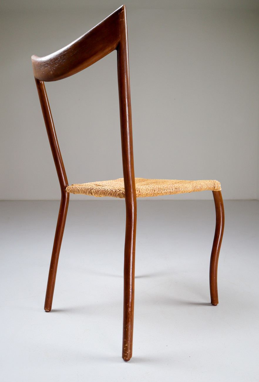 Set of 6 bentwood and rope dinning chairs France 1950s Mid-20th century