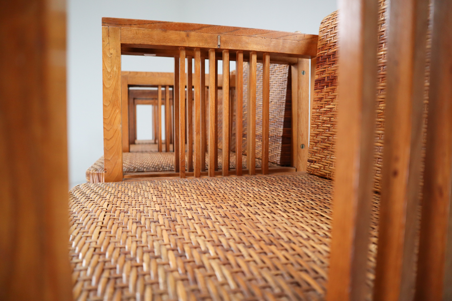 Set of Four Elm and Cane Armchairs by Hans Vollmer for Prag-Rudniker Vienna Early-20th century