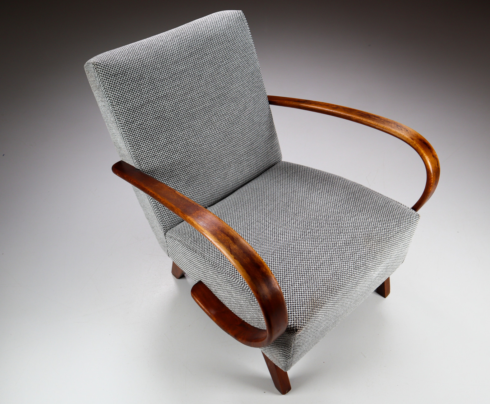 Set of Two Armchairs by Jindrich Halabala with new upholstered fabric, 1940s Mid-20th century