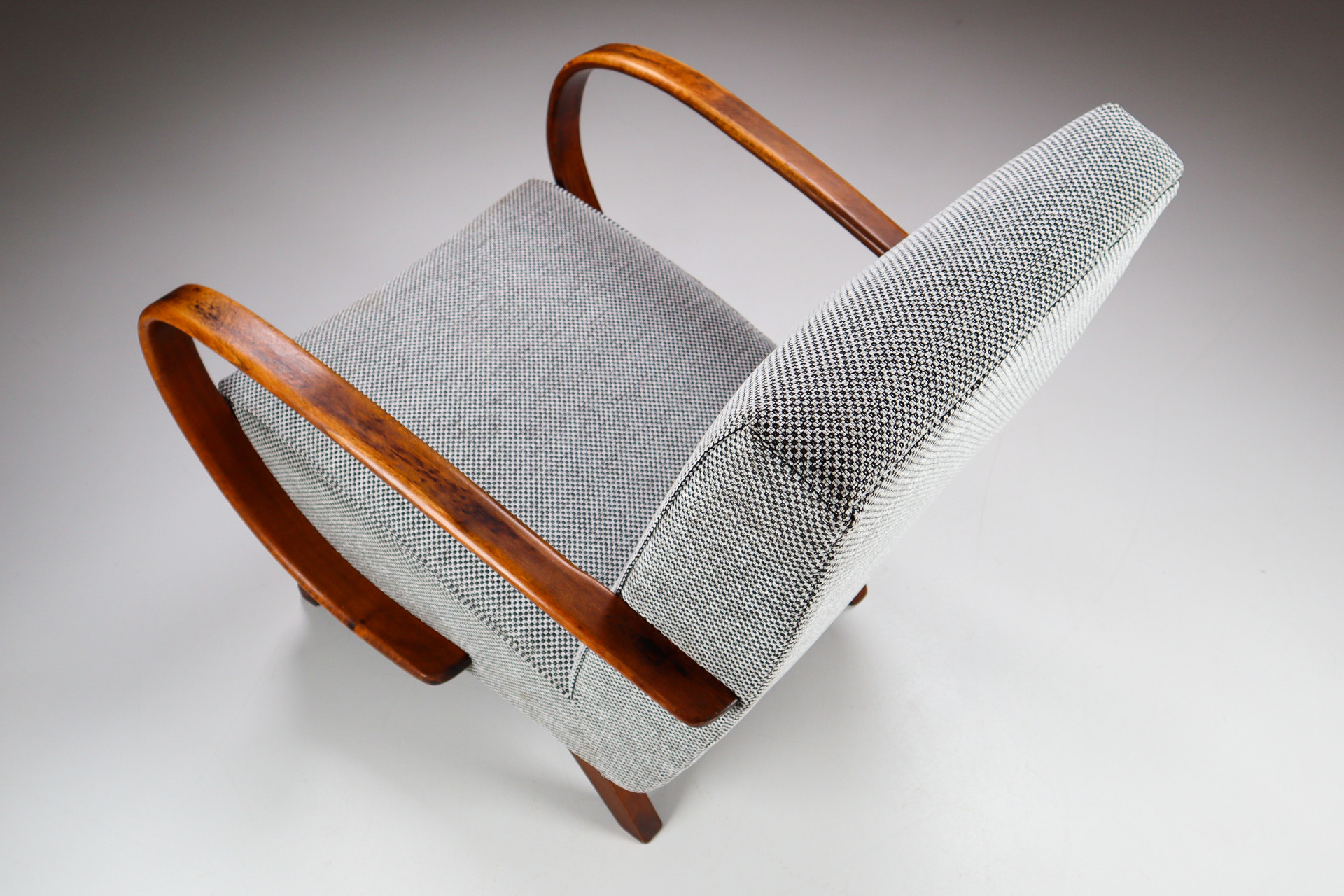 Set of Two Armchairs by Jindrich Halabala with new upholstered fabric, 1940s Mid-20th century