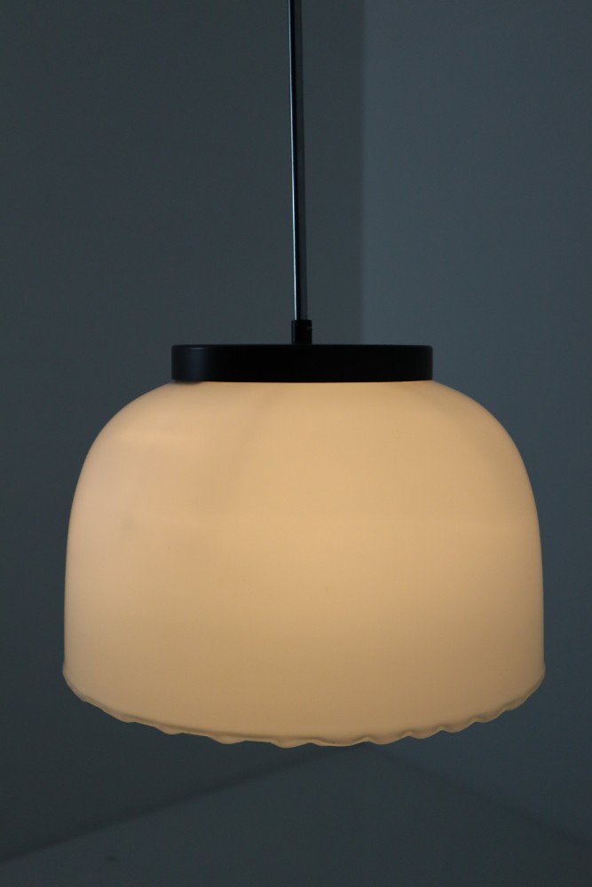 Set of Two Midcentury Pendants, Opaline Glass, Europe, 1970s