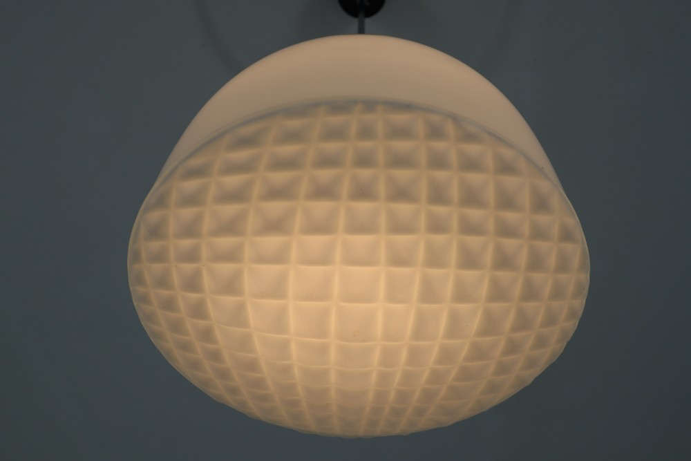 Set of Two Midcentury Pendants, Opaline Glass, Europe, 1970s