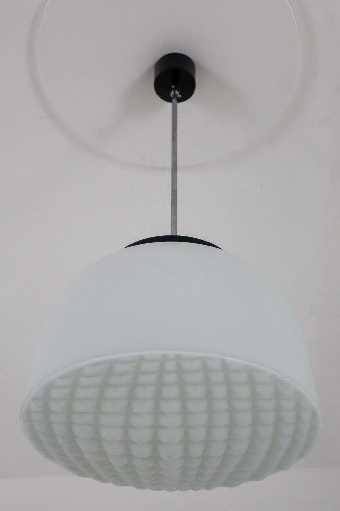 Set of Two Midcentury Pendants, Opaline Glass, Europe, 1970s