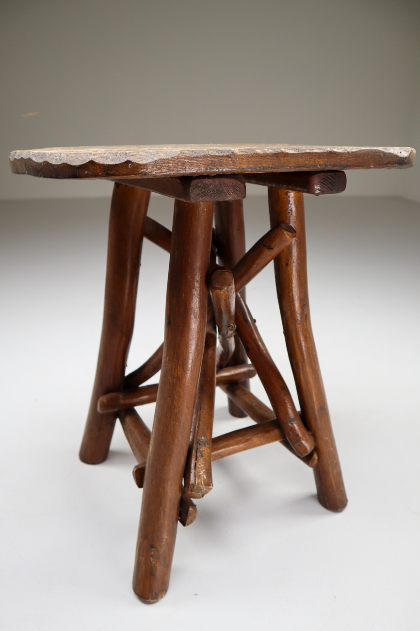 Set Primitive Stools or Side Tables, France Early-19th century