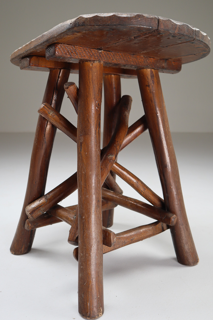 Set Primitive Stools or Side Tables, France Early-19th century