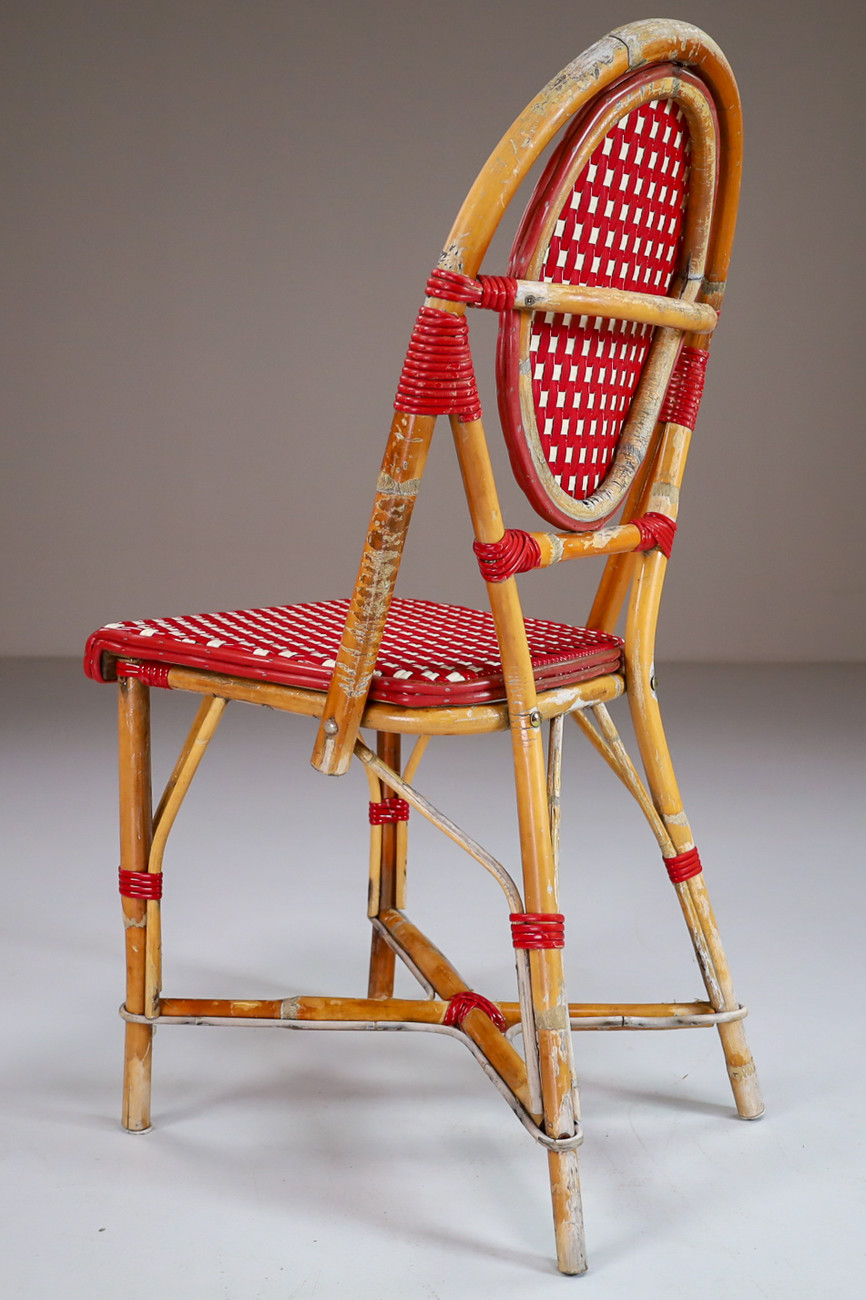 Set/19 French Bistro chairs in Bamboo Paris 1960S Mid-20th century