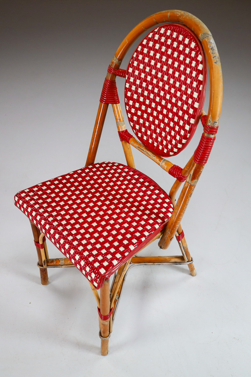 Set/19 French Bistro chairs in Bamboo Paris 1960S Mid-20th century