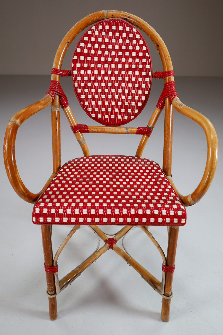 Set/19 French Bistro chairs in Bamboo Paris 1960S Mid-20th century
