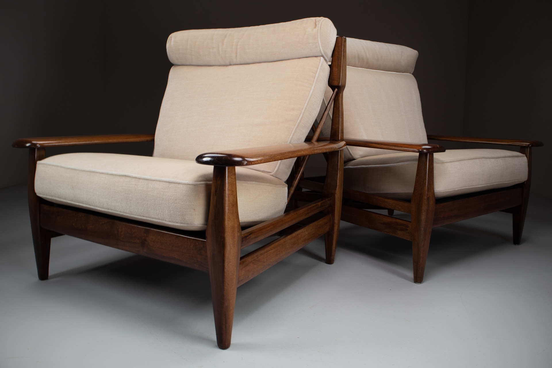 Set/2 Large Scandinavian Modern Rosewood Armchairs 1960s Mid-20th century