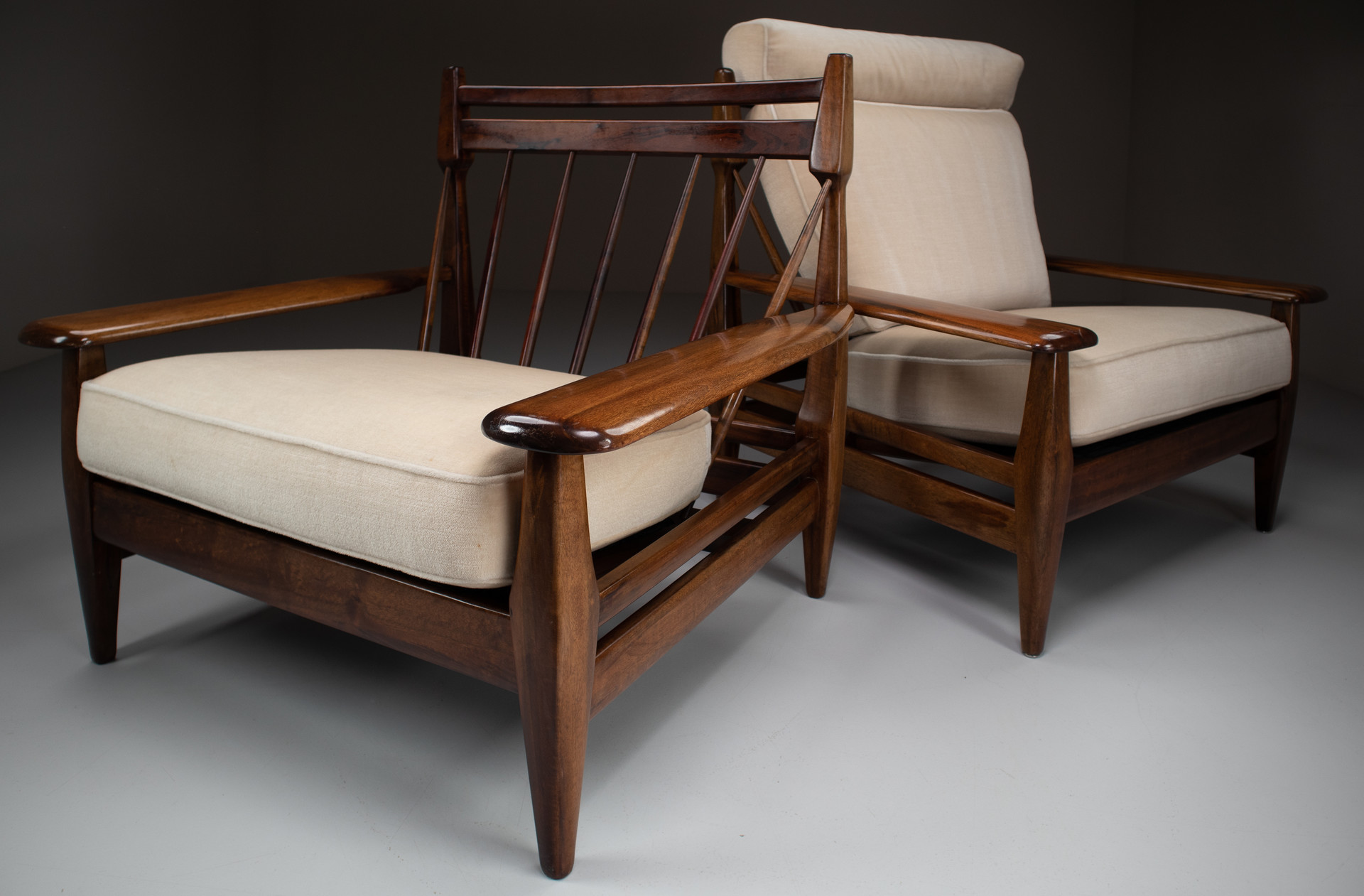 Set/2 Large Scandinavian Modern Rosewood Armchairs 1960s Mid-20th century