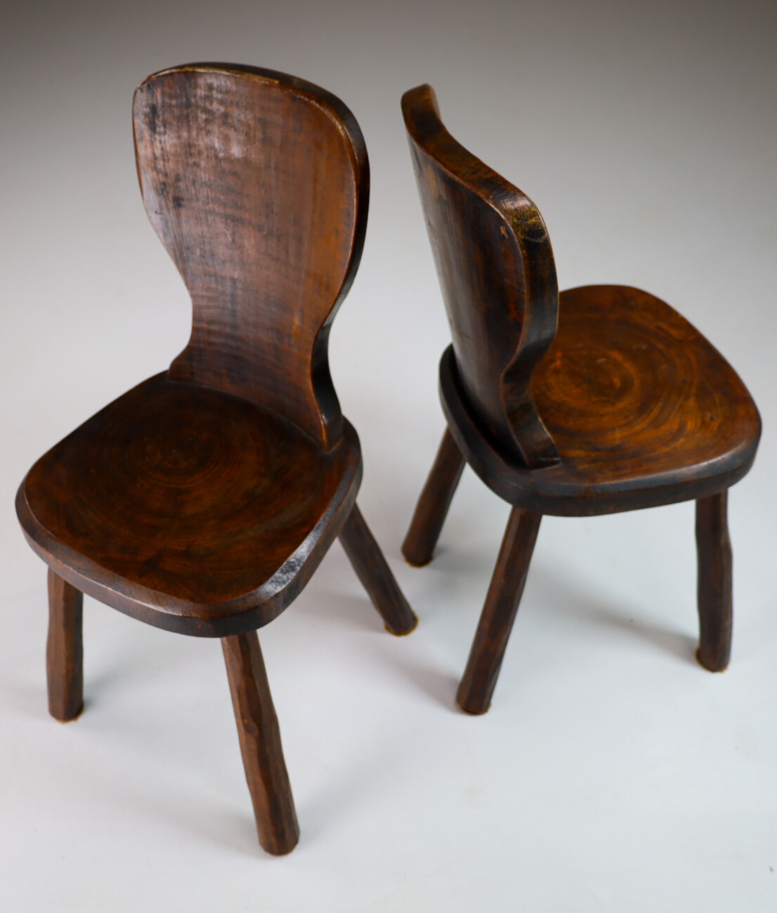 Set/2 Primitive Wood side - Chairs France 1960s Mid-20th century