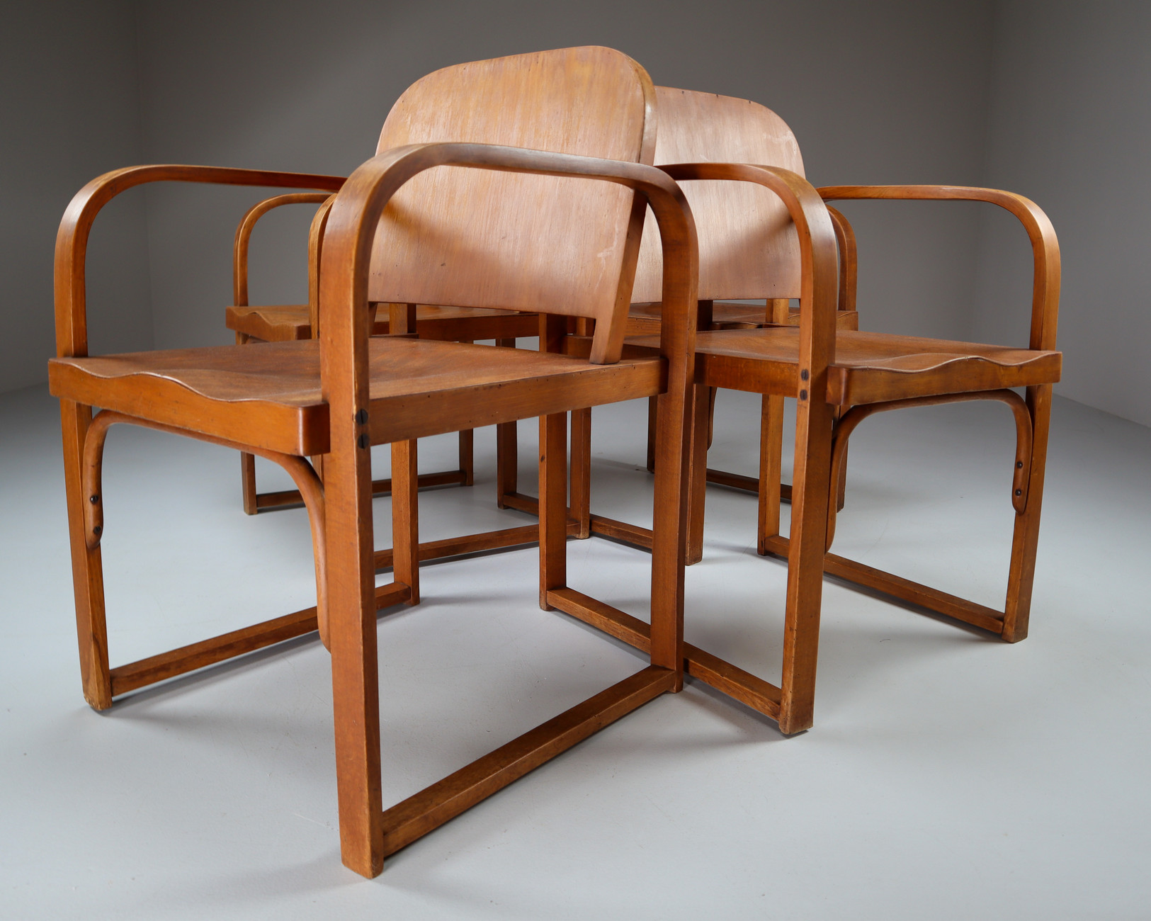 Set/4 Tatra bentwood Armchairs, Model A 745 F, 1930s Early-20th century