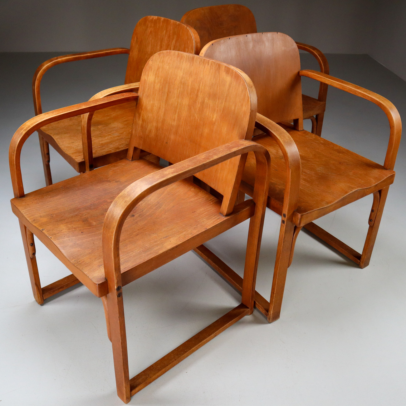 Set/4 Tatra bentwood Armchairs, Model A 745 F, 1930s Early-20th century