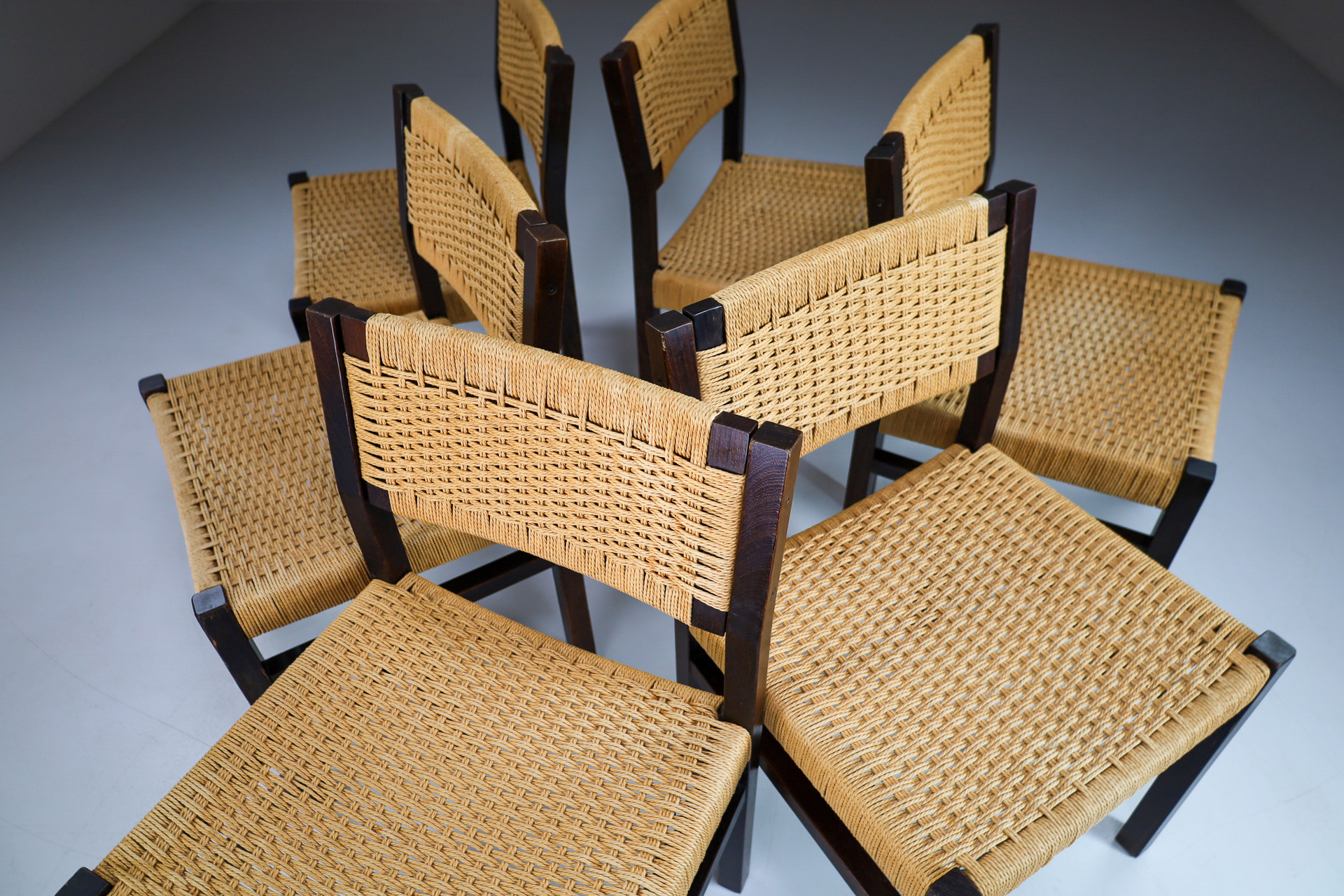 Set/6 Dutch design dining chairs, model SE79 designed by Martin Visser and Walter Antonis for ‘t Spectrum, The Netherlands 1960. Mid-20th century