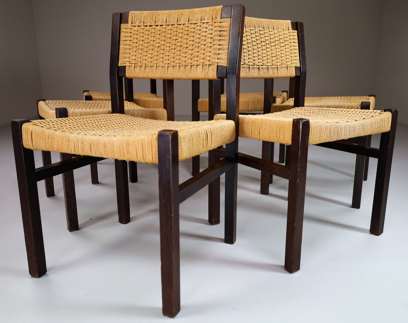 Set/6 Dutch design dining chairs, model SE79 designed by Martin Visser and Walter Antonis for ‘t Spectrum, The Netherlands 1960. Mid-20th century