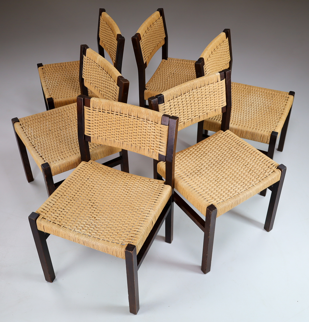 Set/6 Dutch design dining chairs, model SE79 designed by Martin Visser and Walter Antonis for ‘t Spectrum, The Netherlands 1960. Mid-20th century