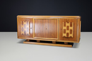 Signed 1939 French Art Deco Walnut Sideboard by Robert Muller Strasbourg France For S Early-20th century